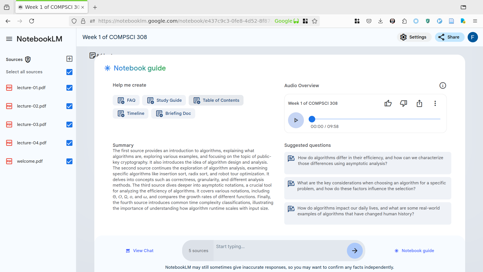 Google NotebookLM interface